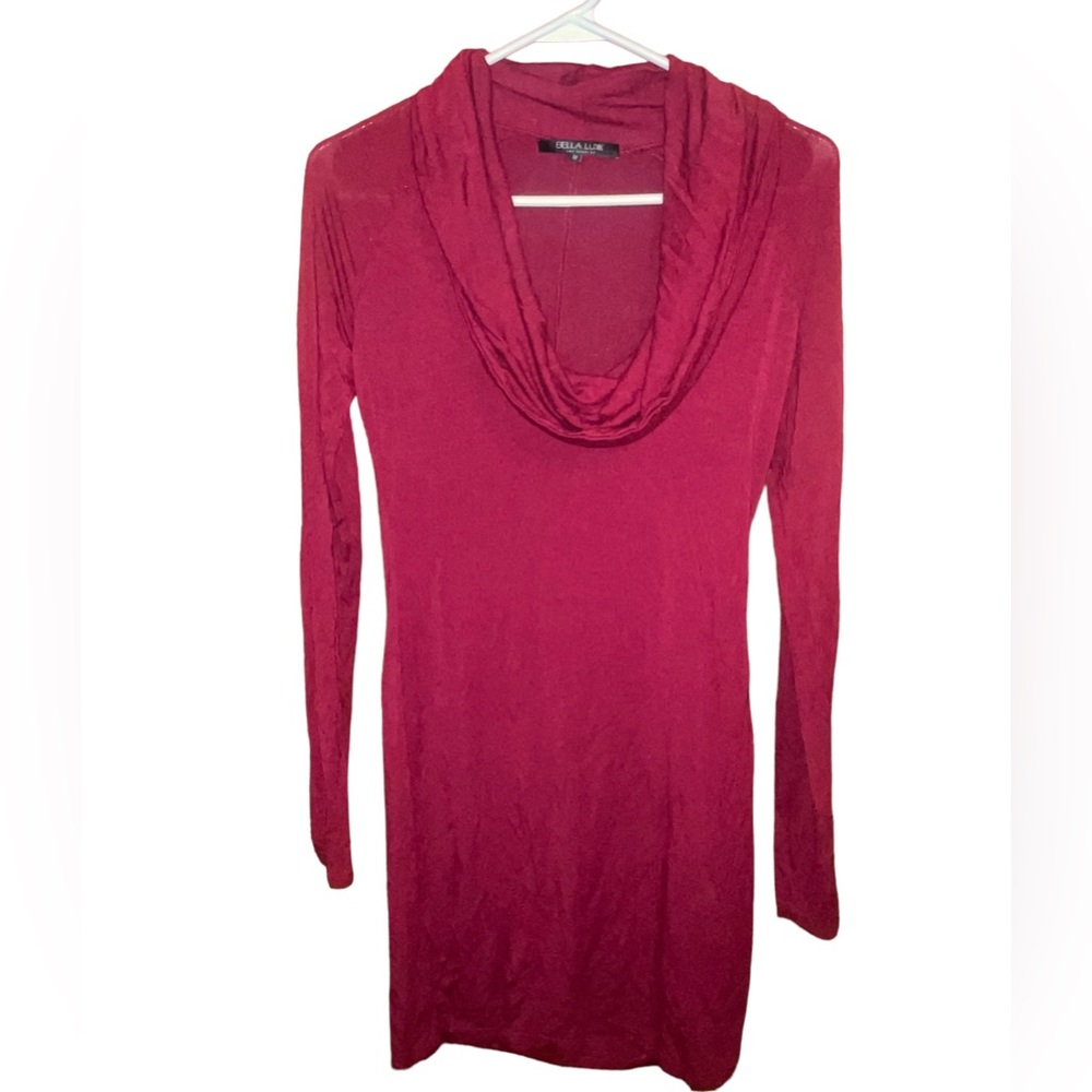 Elegant Bella Luxx Oversized Cowl Neck Top Wine Color Long Sleeve Size Medium
